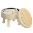 Poef met Opbergruimte – Rond – Teddy – Houten Poten – Lichtkaki