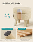 Poef met Opbergruimte – Rond – Teddy – Houten Poten – Lichtkaki