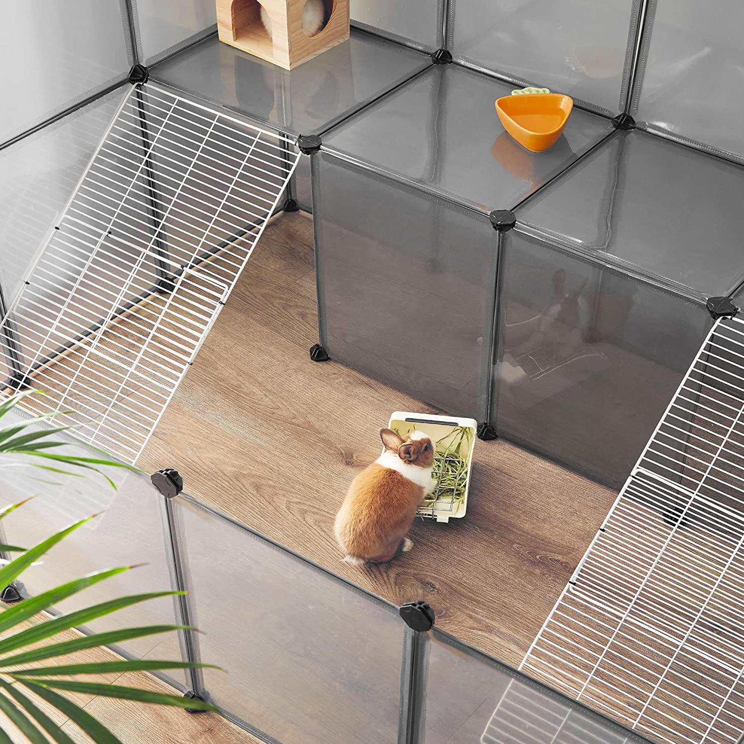 Dierenhuis – Modulaire kooi met balkon – Grijs