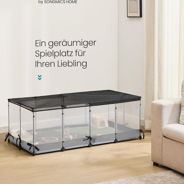 Konijnenren – Transparante Panelen – Met Dak en Waterdichte Bodem – 120 x 60 x 40 cm – Wolkwit