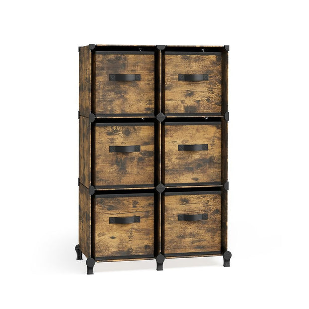 Kubuskast – 6 vakken met opbergdozen – Ink Black-Dove Grey