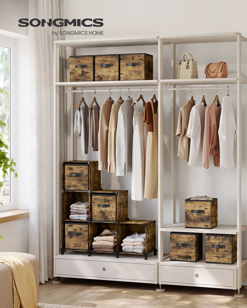 Kubuskast – 6 vakken met opbergdozen – Ink Black-Dove Grey