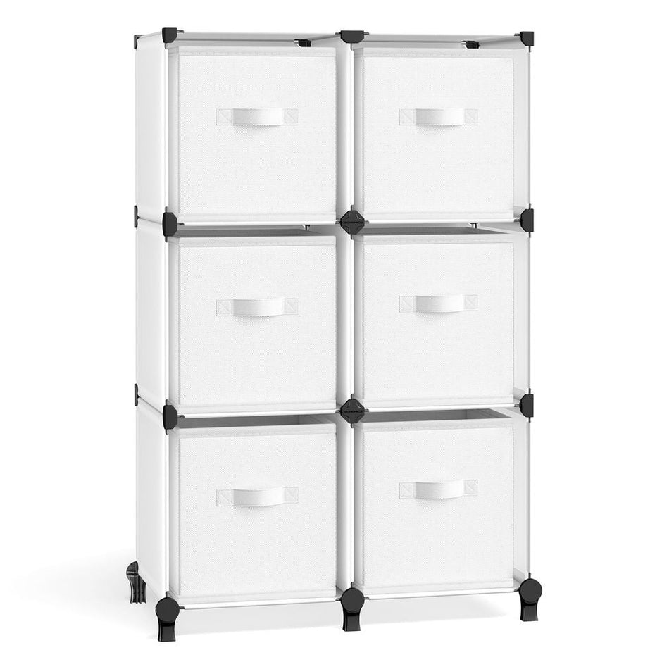 Kubuskast – 6 vakken met opbergdozen – Ink Black-Dove Grey