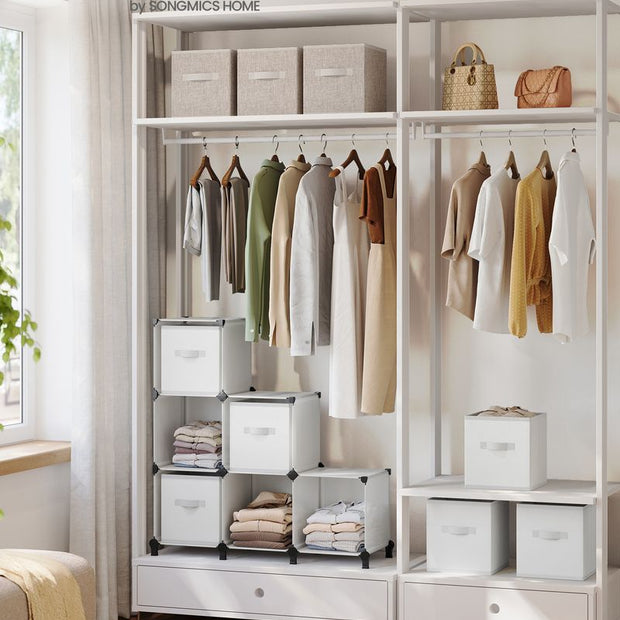 Kubuskast – 6 vakken met opbergdozen – Ink Black-Dove Grey