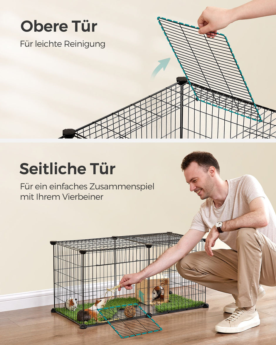 Kleine dierenkooi – 2 deuren – staal – zwart