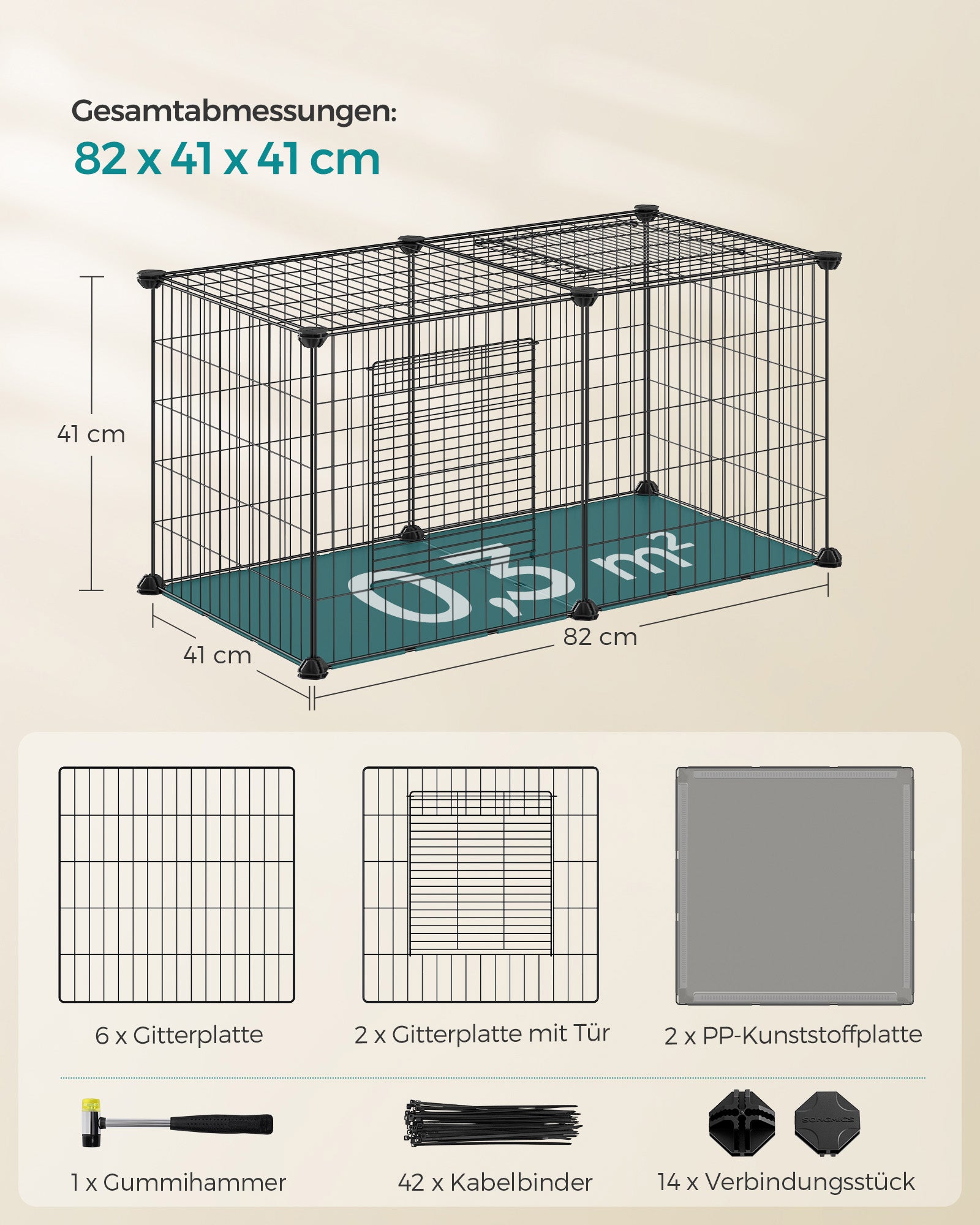 Kleine dierenkooi – 2 deuren – staal – zwart