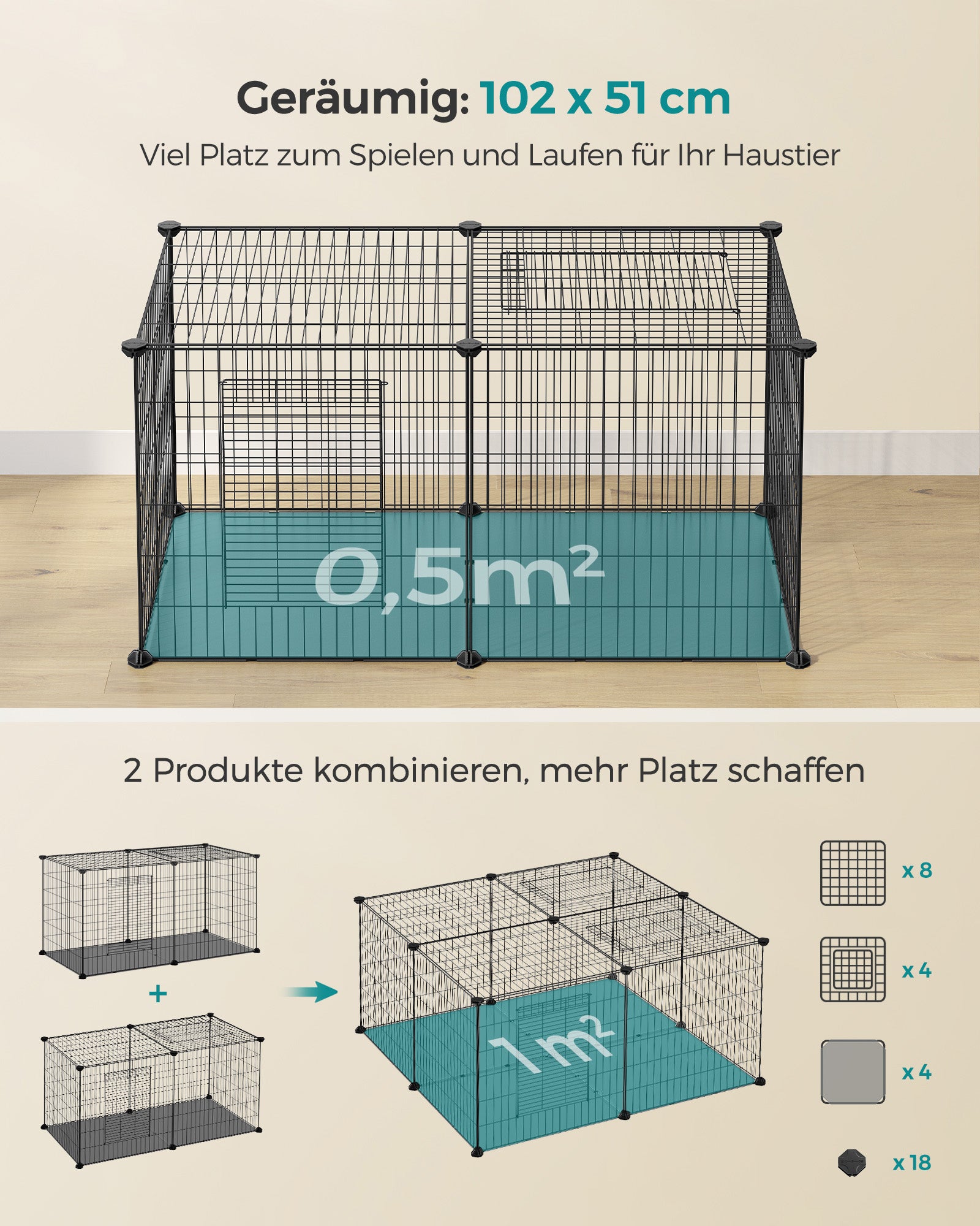 Kleine dierenkooi – 2 deuren – staal – zwart