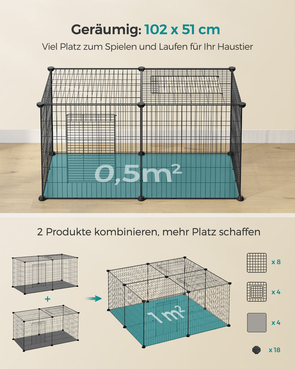 Kleine dierenkooi – 2 deuren – staal – zwart