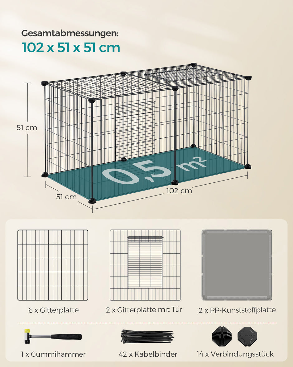 Kleine dierenkooi – 2 deuren – staal – zwart