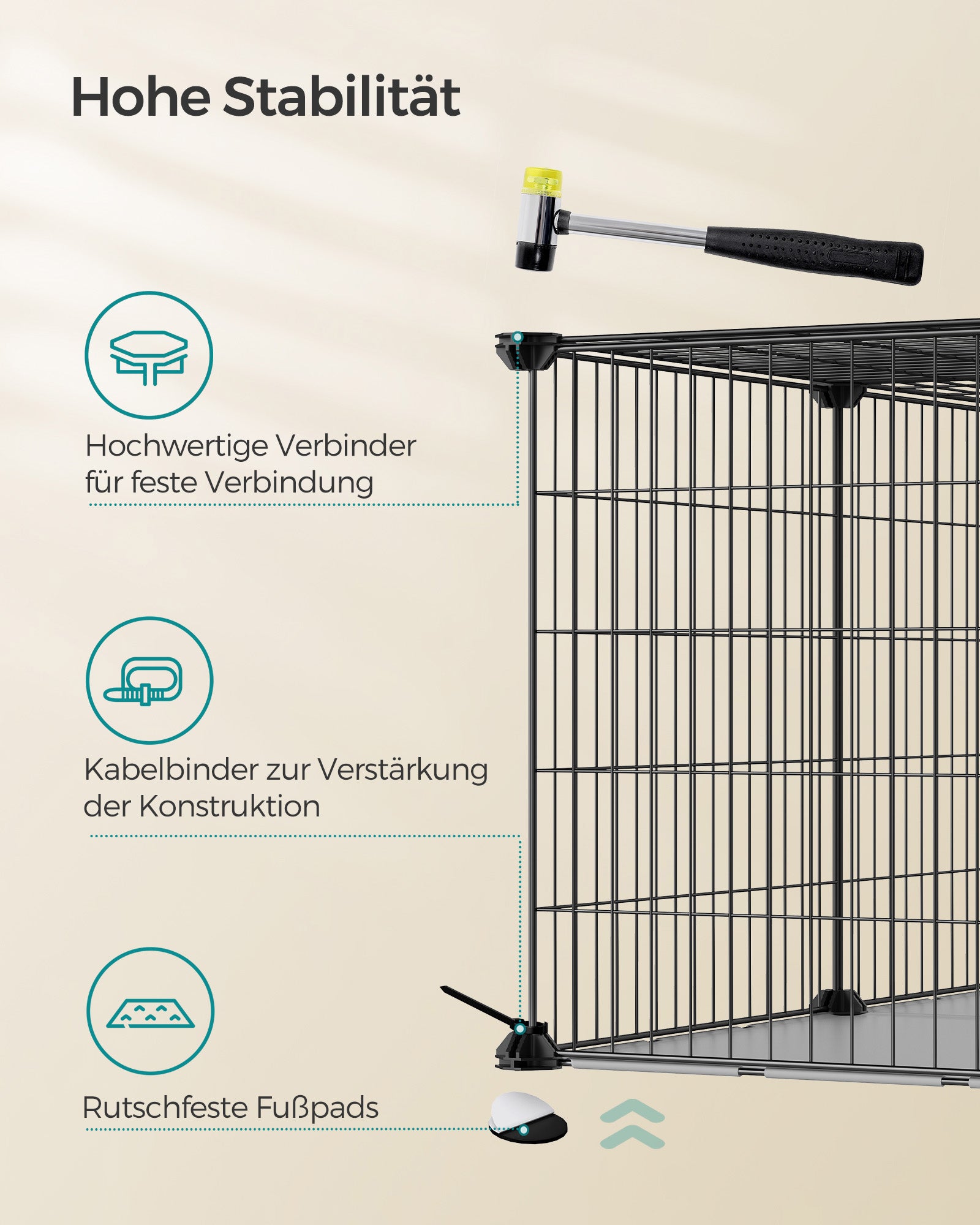 Kleine dierenkooi – 2 deuren – staal – zwart