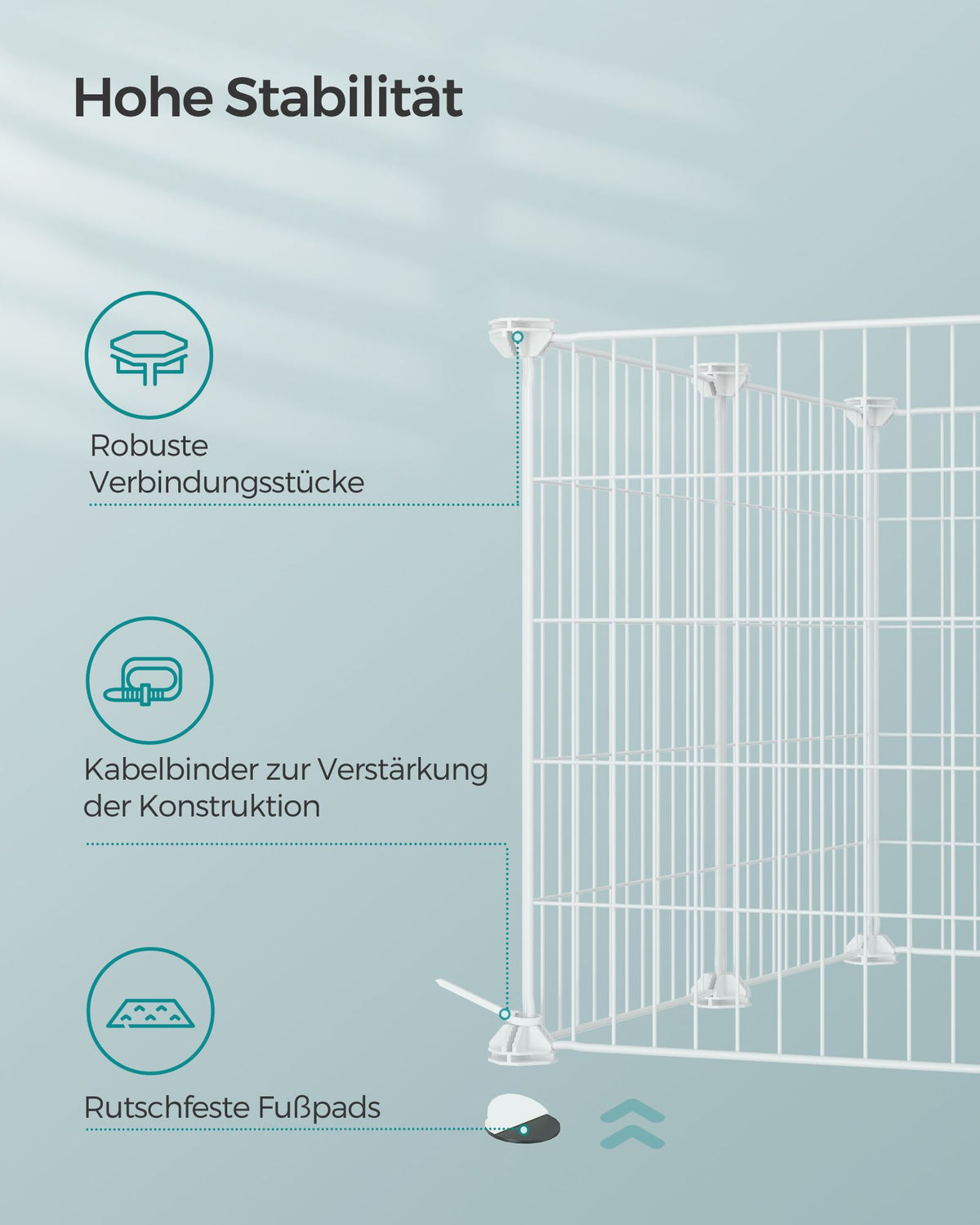 Konijnenren – Modulaire Metalen Panelen – DIY – 144,6 x 74,2 x 46,4 cm – Wit