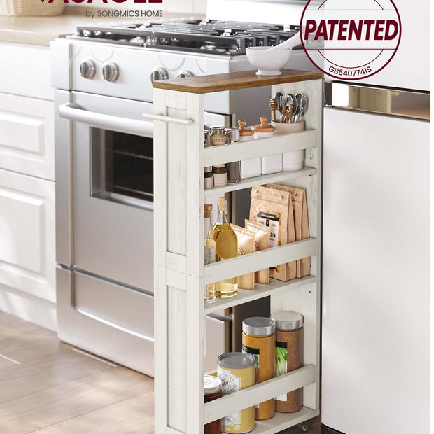 Smal Kar – 4 Niveaus – Vintage Wit-Honingbruin