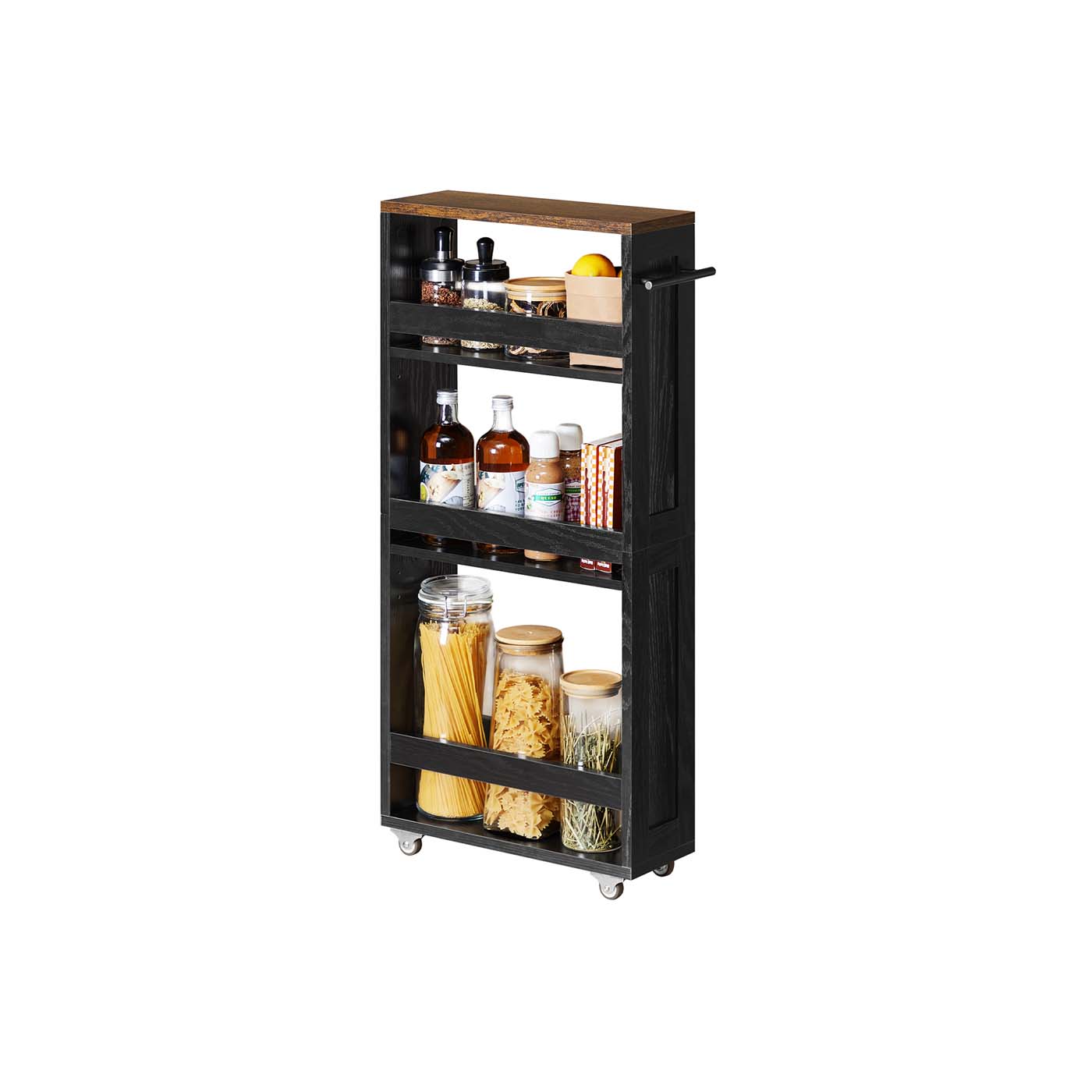 Smal Kar – 4 Niveaus – Vintage Wit-Honingbruin