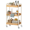 Serveertrolley - 3 Etages - Bamboe - Met Handgrepen - Beige