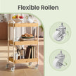 Serveertrolley - 3 Etages - Bamboe - Met Handgrepen - Beige