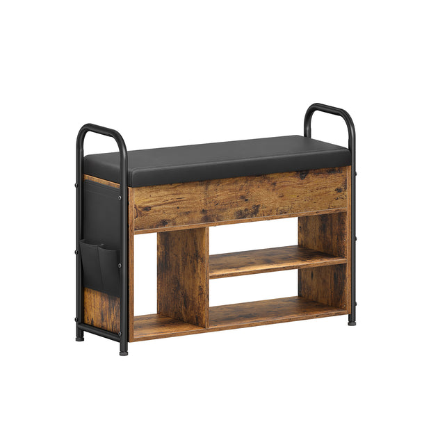 Schoenenbank – Ruim opbergvak – 5 cm dikke gewatteerde zitting – Veiligheidsscharnieren