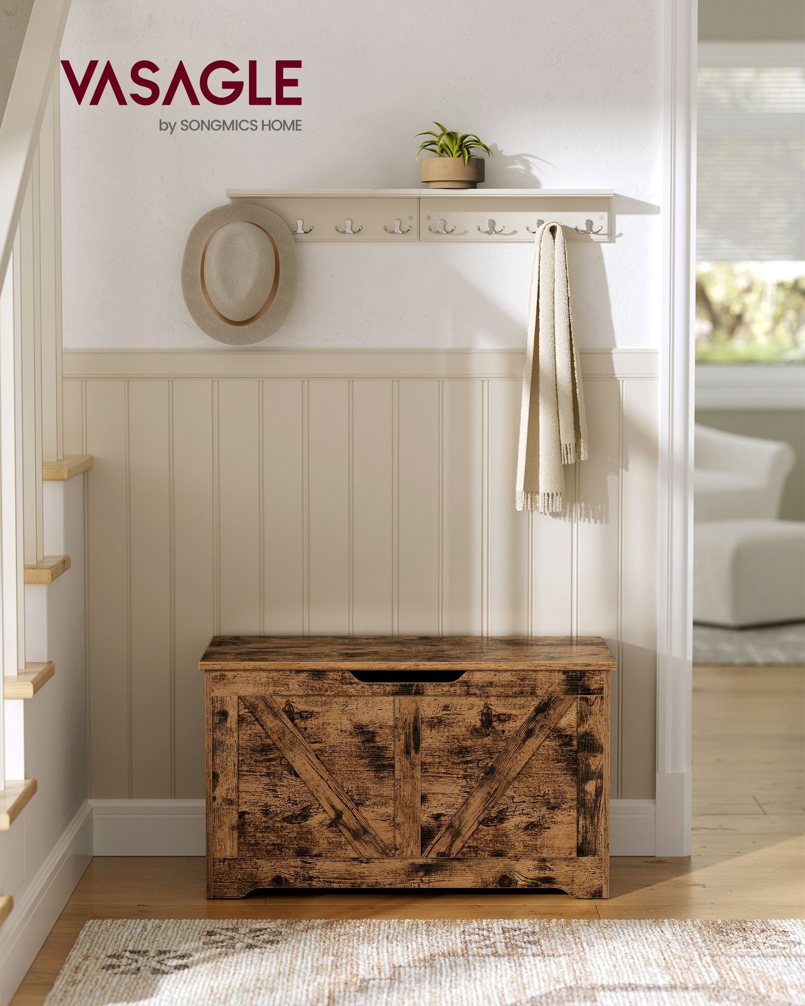 Bank – met opbergruimte – schuurstijl – vintage bruin