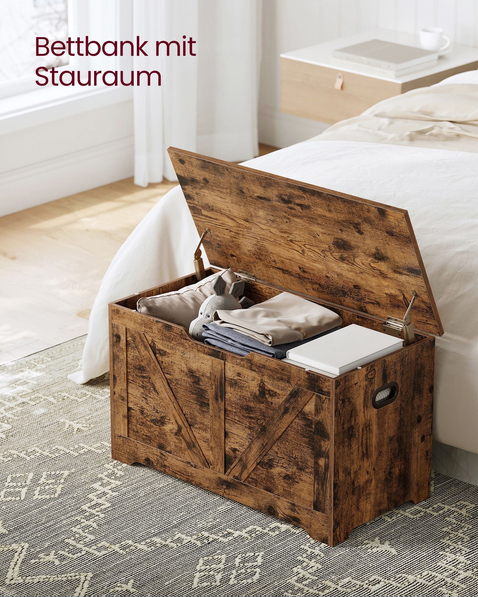 Bank – met opbergruimte – schuurstijl – vintage bruin
