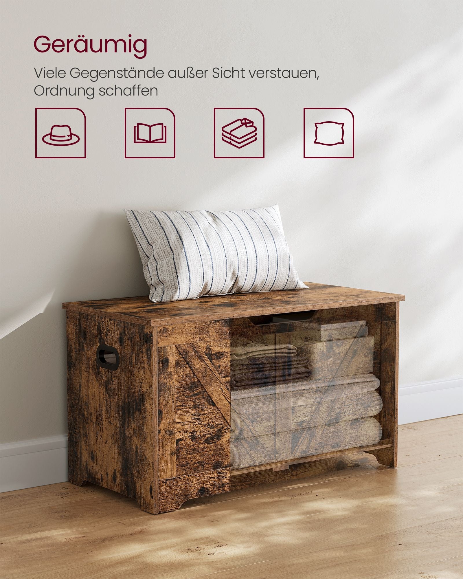 Bank – met opbergruimte – schuurstijl – vintage bruin