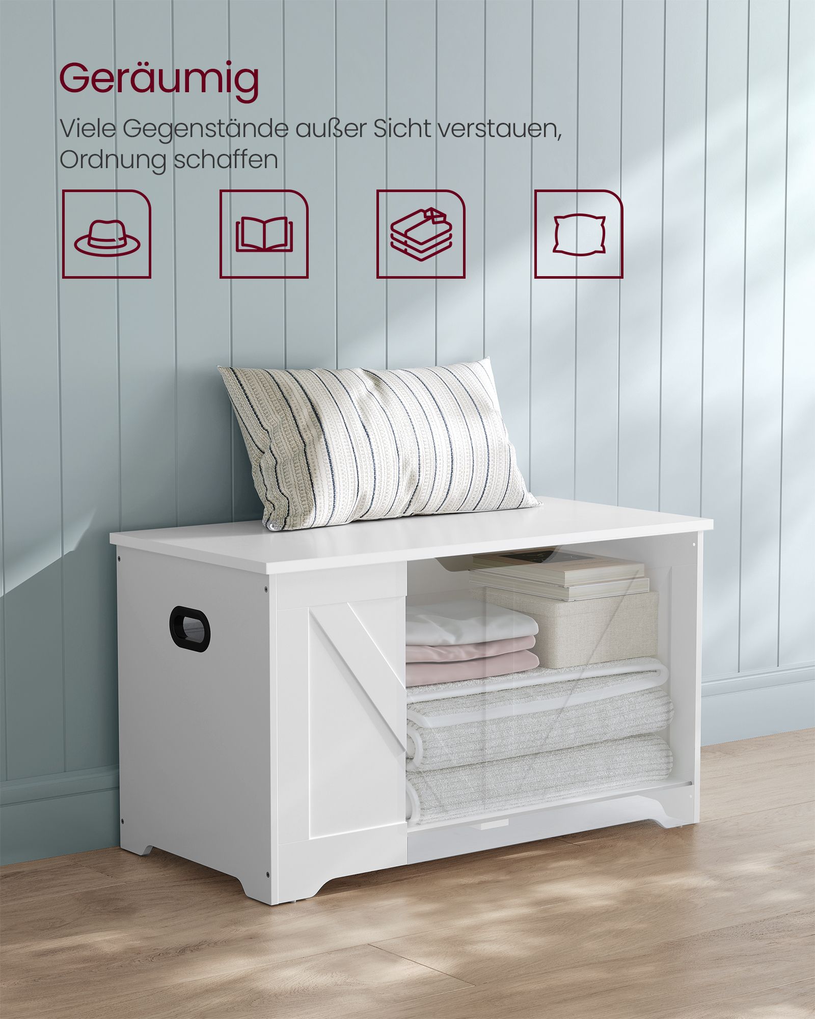 Bank – met opbergruimte – schuurstijl – wit