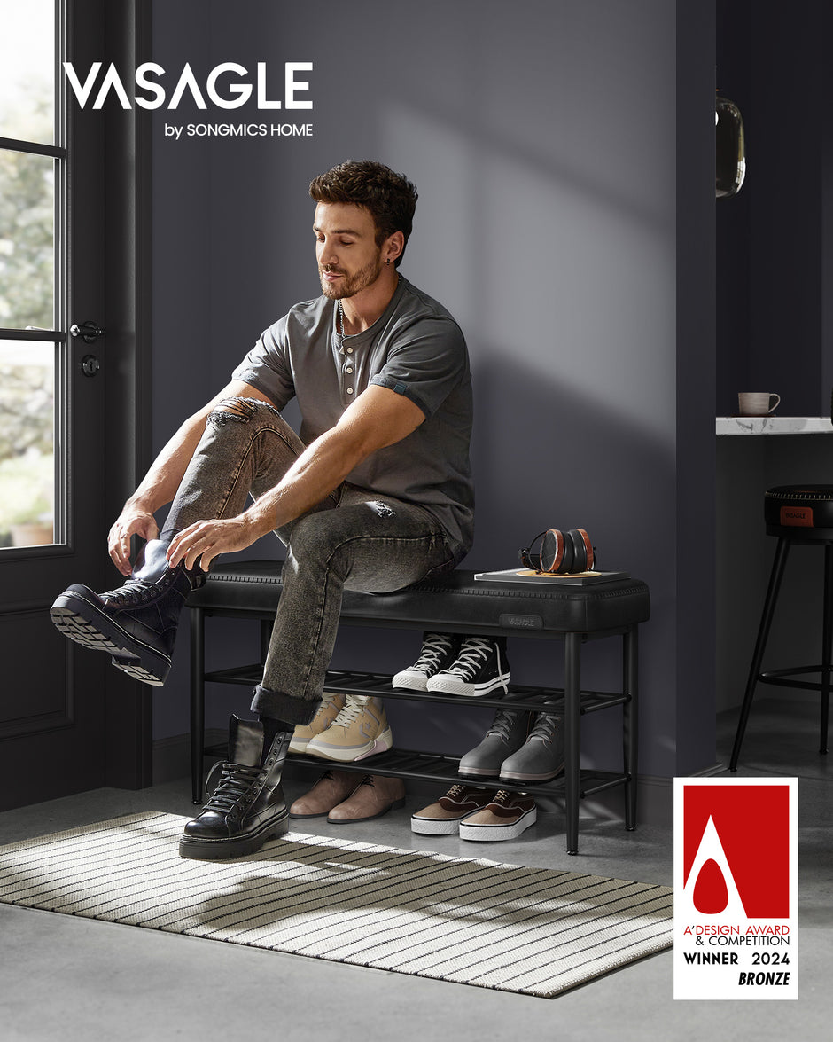 Schoenenbank – met 3 niveaus – tot 135 kg bekastbaar– Kunstleer