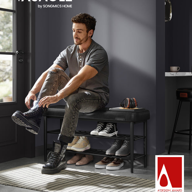 Schoenenbank – met 3 niveaus – tot 135 kg bekastbaar– Kunstleer