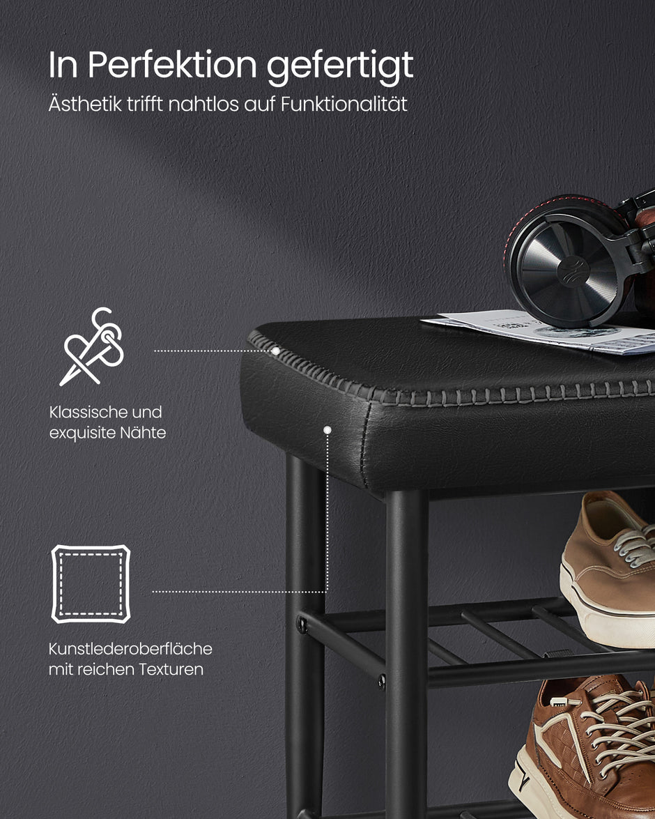 Schoenenbank – met 3 niveaus – tot 135 kg bekastbaar– Kunstleer