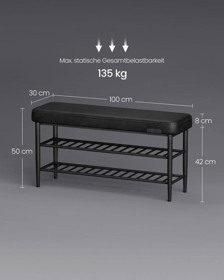 Schoenenbank – met 3 niveaus – tot 135 kg bekastbaar– Kunstleer