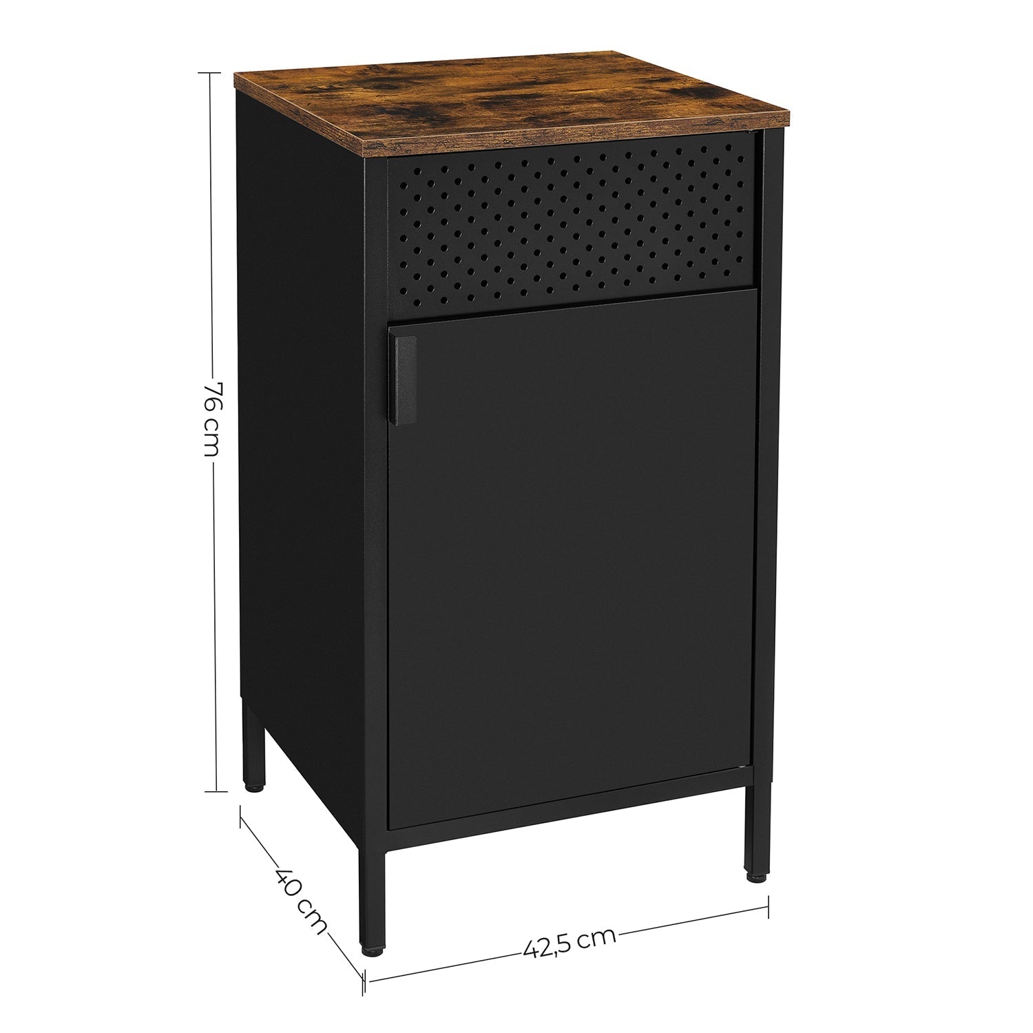 Opslagkast – Verstelbare plank – Stalen frame – Zwart / Bruin