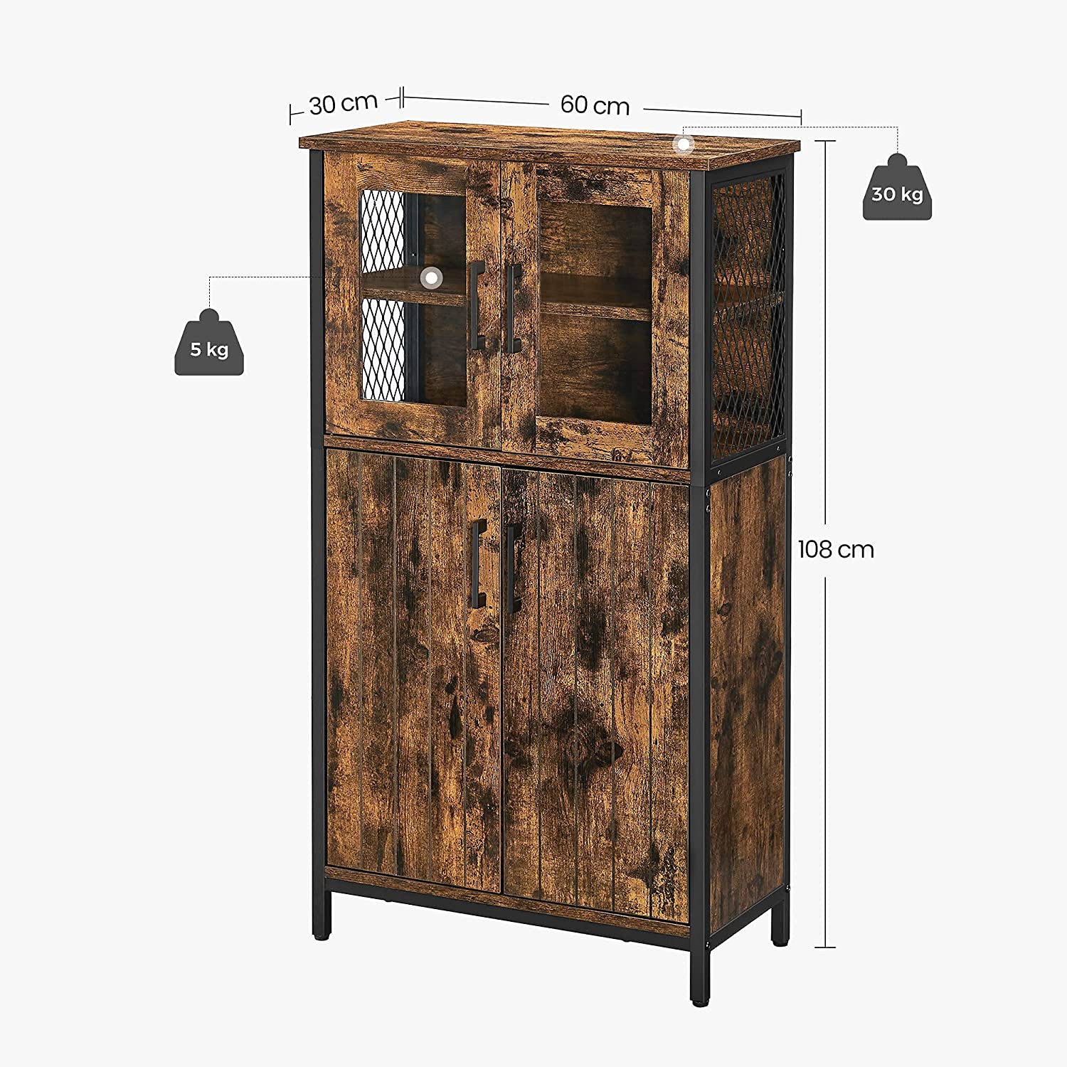 Badkamermeubel - Dressoir - Opbergkast - Verstelbare plank - Stalen frame