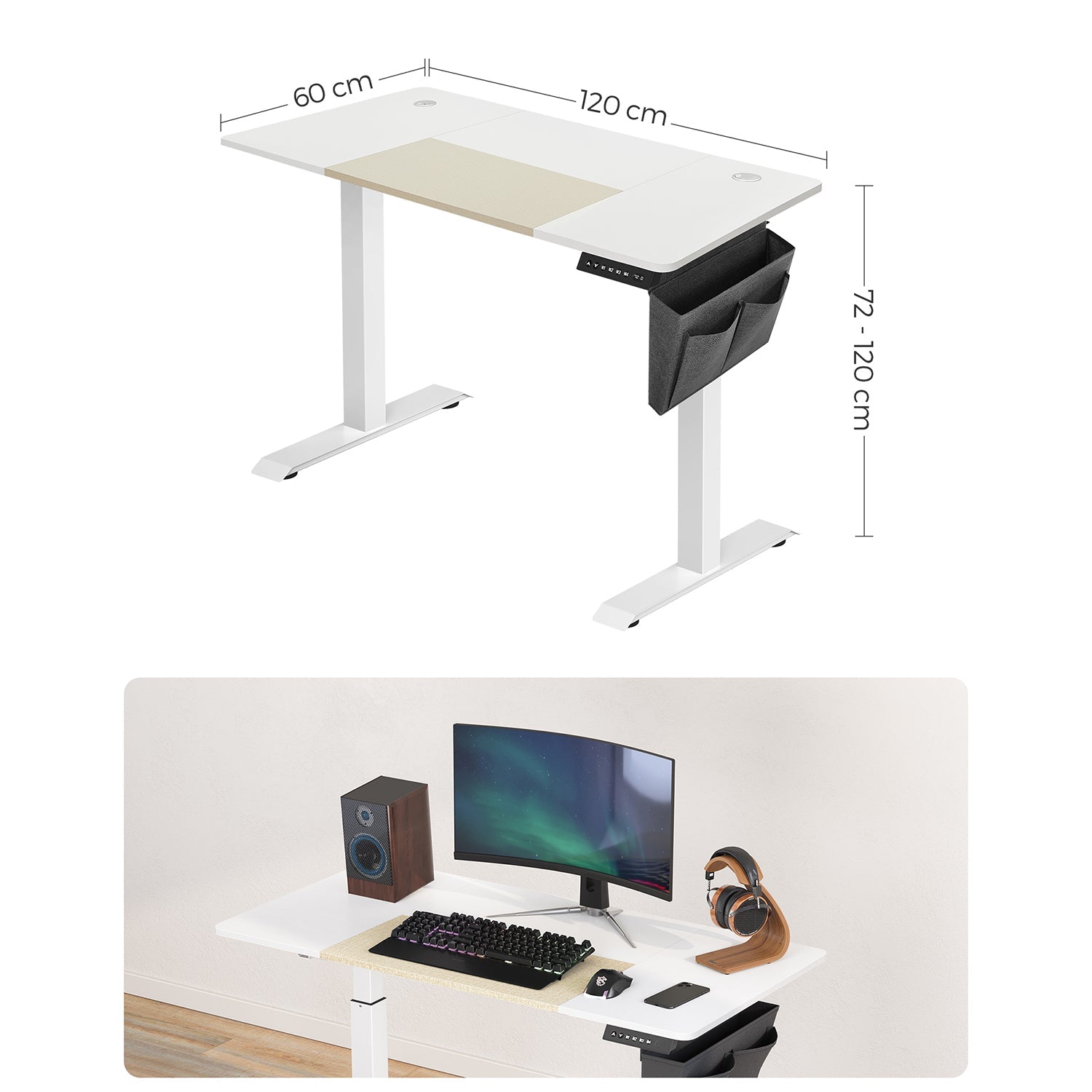 Zit-sta bureau – Elektrisch verstelbaar – Wit