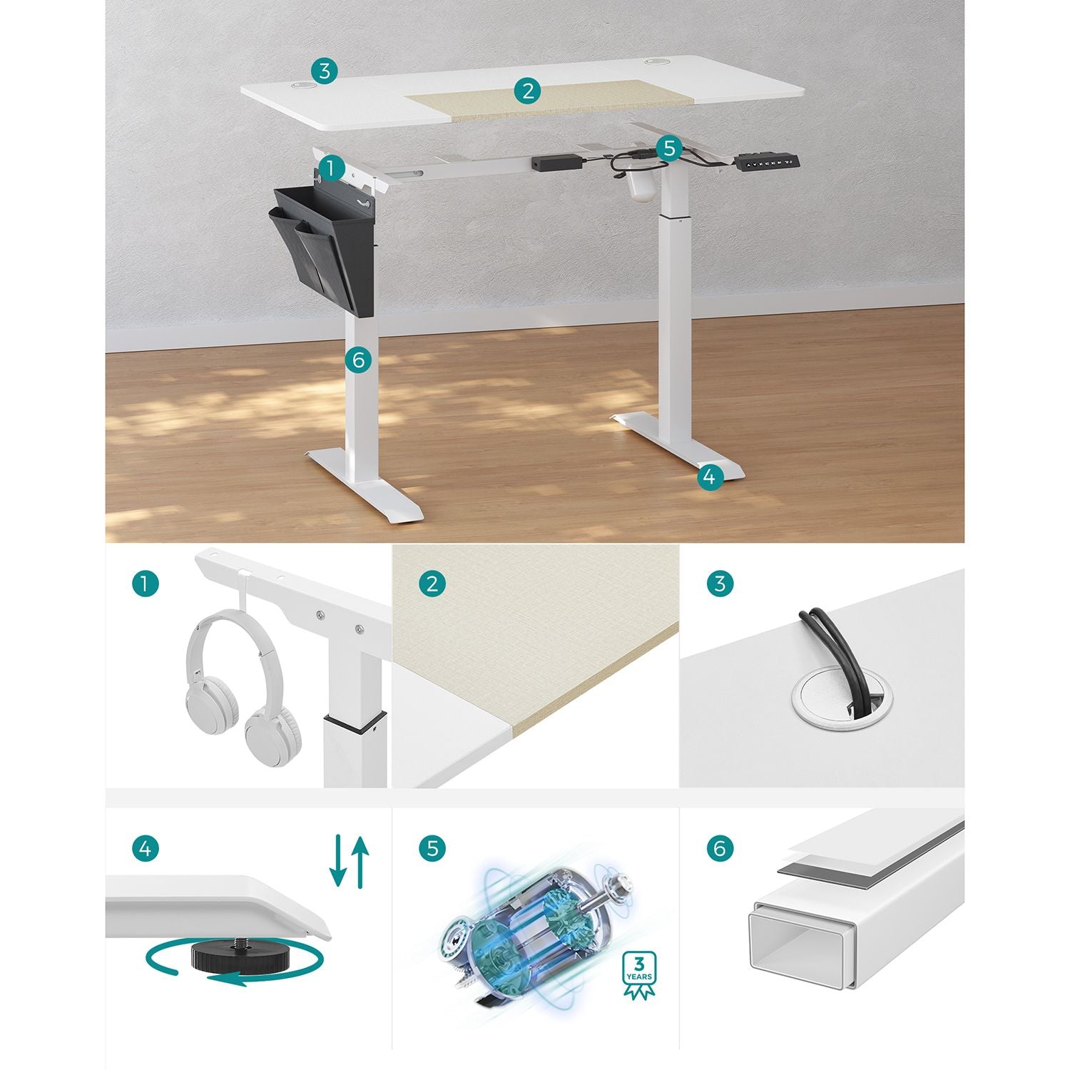 Zit-sta bureau – Elektrisch verstelbaar – Wit