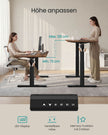Elektrisch Bureau Onderstel – Dubbele Motor – Memory-functie – USB-C Aansluiting – Tot 120 kg – Zwart