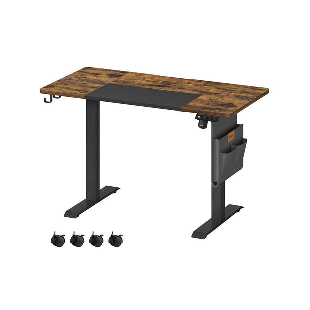 Elektrisch bureau – Verstelbare hoogte met organizer – Vintage bruin-zwart