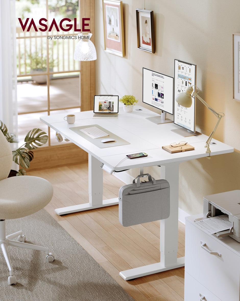 Elektrisch Zit-Sta Bureau - 120 x 80 cm - USB-C-Poort - Wit