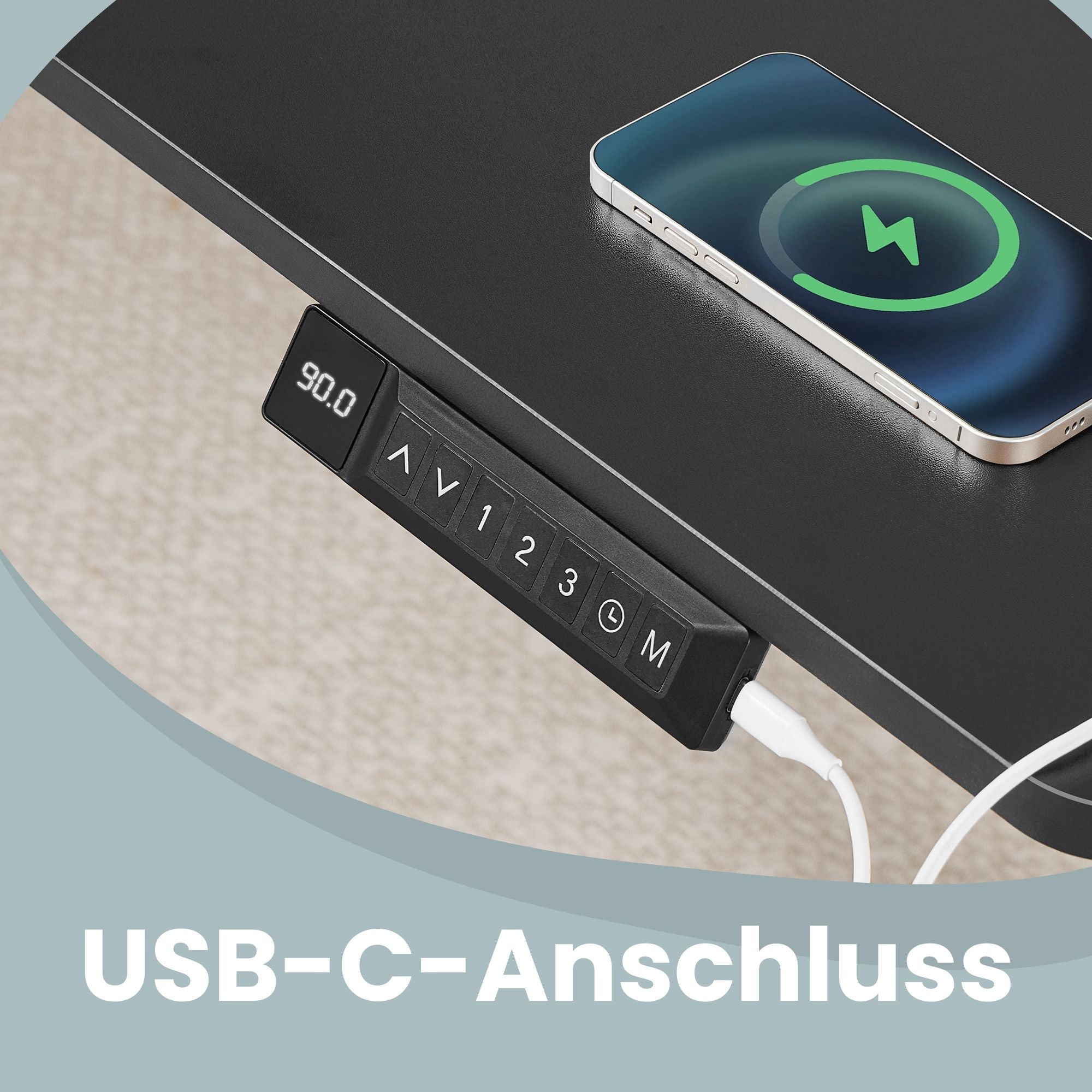 Elektrisch Zit-Sta Bureau - 140 x 80 cm - USB-C-Poort - Geheugenfunctie - Zwart