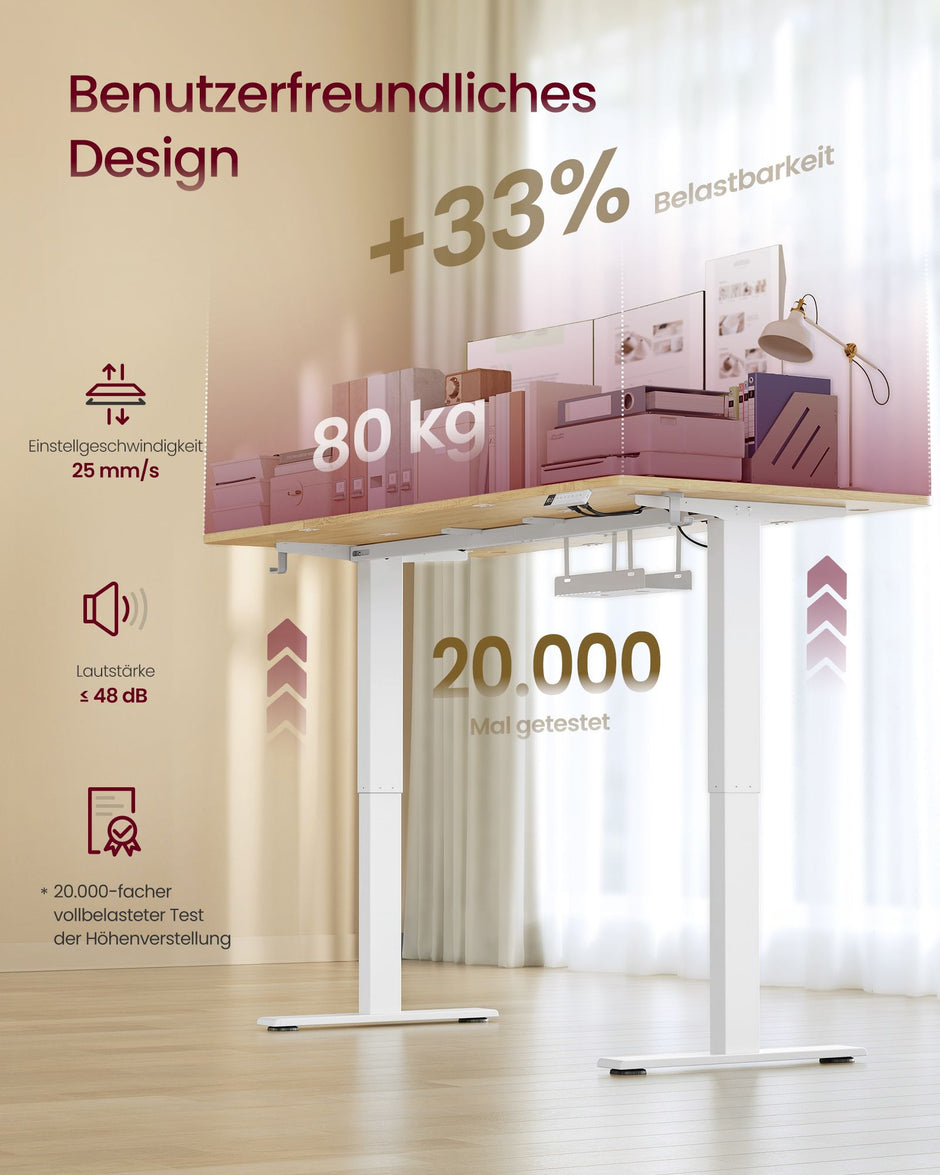 Bureau - In Hoogte Verstelbaar met Geheugenfunctie - Zit-Sta - Goudeiken en matwit - 180 x 80 x (72-120) cm