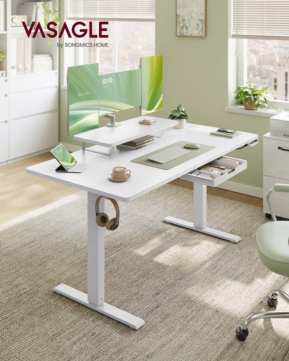 Elektrisch Bureau (Zit-Sta) - 140 x 70 cm - In hoogte Verstelbaar (72-120cm) - Memoriefunctie - USB C aansluiting