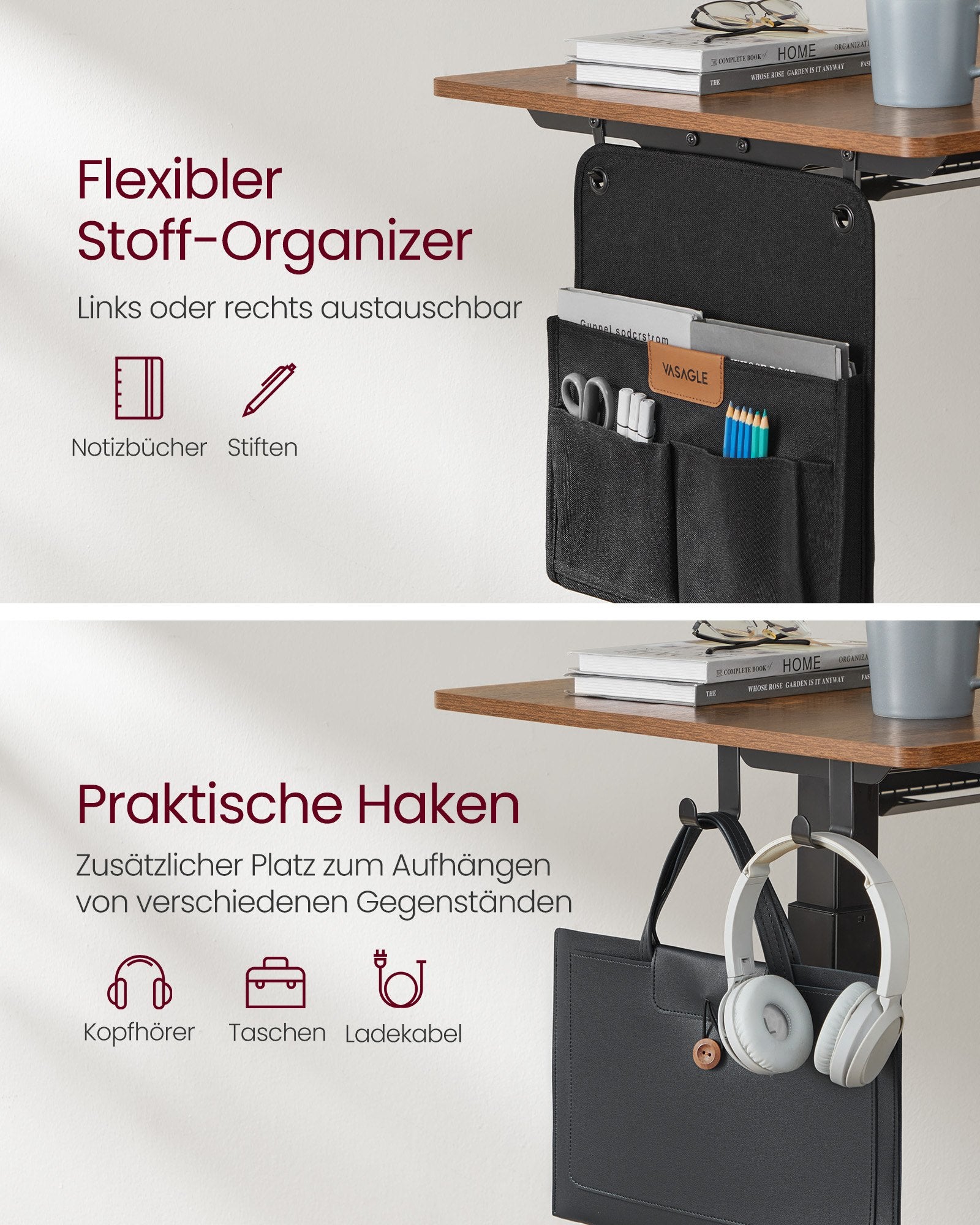 Elektrisch Zit-Sta Bureau - 140 x 60 cm - 4 Geheugenstanden - Vintage Bruin