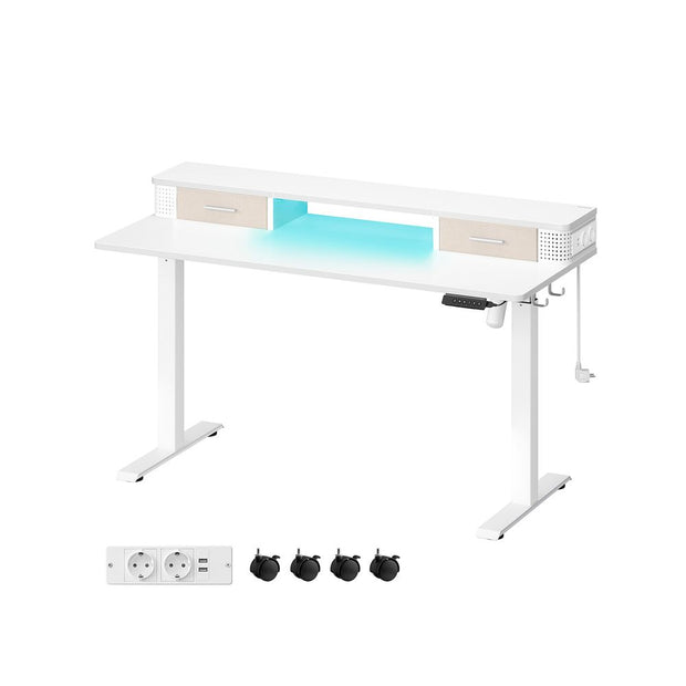 Elektrisch Bureau (Zit-Sta) - 60 x 120 - In hoogte verstelbaar (72 - 120 cm) - LED verlichting in 6 kleuren - 2x USB - 2x stopcontact - 3 geheugenstanden - 2x opbergvak (lades)