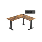 Hoekbureau – elektrisch – hoogte verstelbaar – vintage bruin en inktzwart