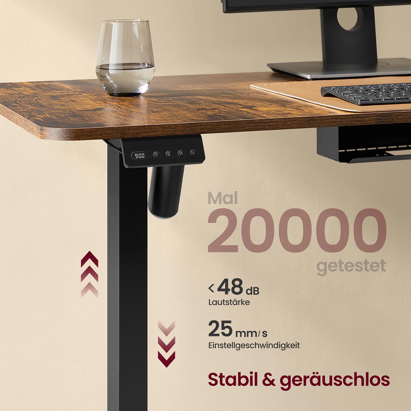 Hoekbureau - 140 x 160 - In hoogte verstelbaar (72 - 120 cm) - 2 geheugenstanden - met LED Display - 2x Stopcontact - 2x USB A