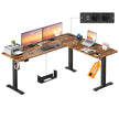 Bureau - 190 x 155 x (72-120) cm - L-vormig - in hoogte verstelbaar - vintage bruin - 80 kg maximaal gewicht