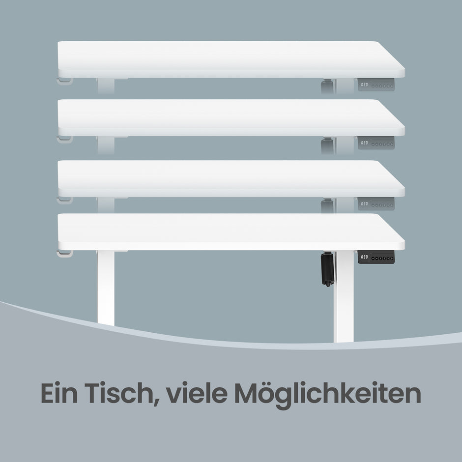 Elektrisch Zit-Sta Bureau - 80 x 50 cm - Geheugenfunctie - Wit
