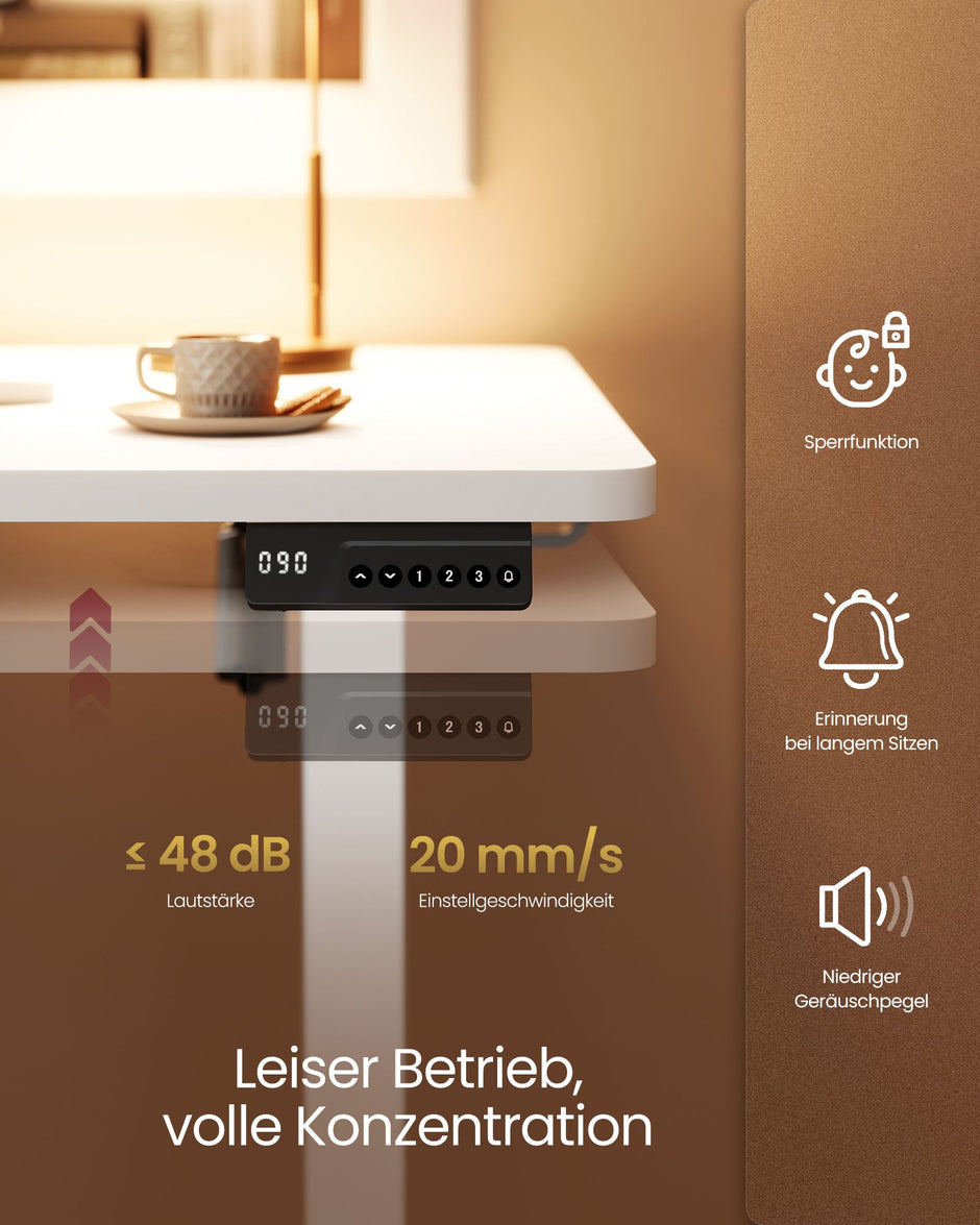 Elektrisch Zit-Sta Bureau – 100 x 60 cm – 4 Geheugenstanden – Zitherinnering – Wit