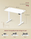 Elektrisch Zit-Sta Bureau – 100 x 60 cm – 4 Geheugenstanden – Zitherinnering – Wit