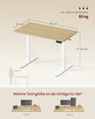 Elektrisch Zit-Sta Bureau – 100 x 60 cm – 4 Geheugenstanden – Zitherinnering – Goudeiken en Matwit