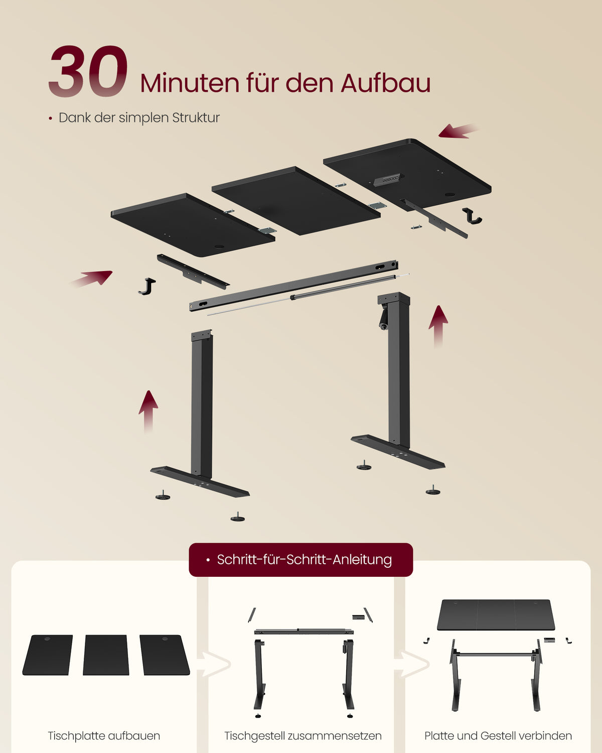 Bureau - In Hoogte Verstelbaar met Geheugenfunctie - Zit-Sta - Vintagebruin - 120 x 60 x (72-120) cm