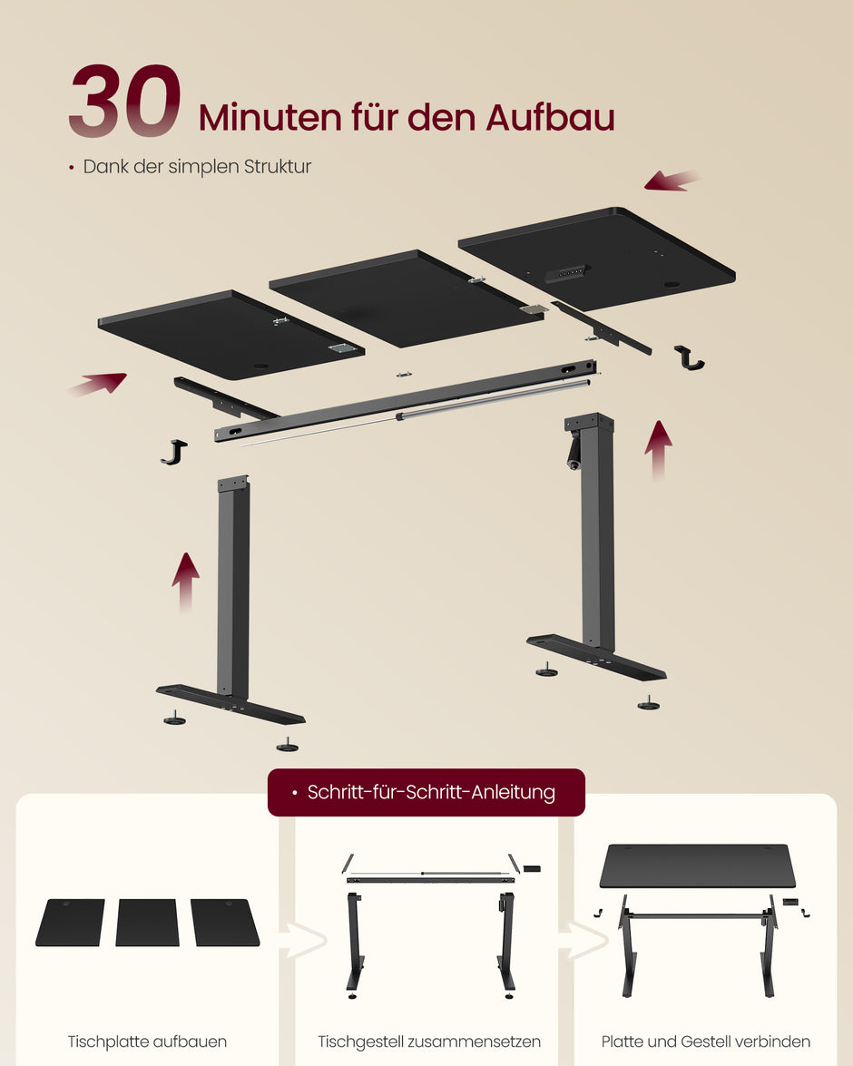 Elektrisch Zit-Sta Bureau – 140 x 60 cm – 4 Geheugenstanden – Zitherinnering – Zwart