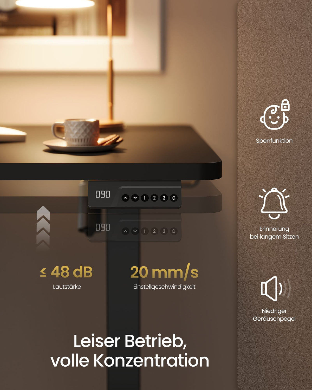 Elektrisch Zit-Sta Bureau – 140 x 60 cm – 4 Geheugenstanden – Zitherinnering – Zwart